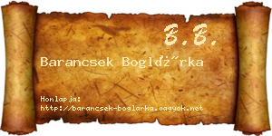 Barancsek Boglárka névjegykártya